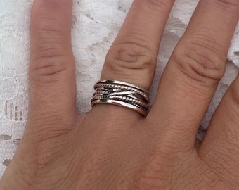 Multilayer Silver Ring-Dainty Ring For Women-Open Adjustable Boho Ring-Weaved Layered Ring-Christmas Gifts For Her-Chunky Ring-Jewelry