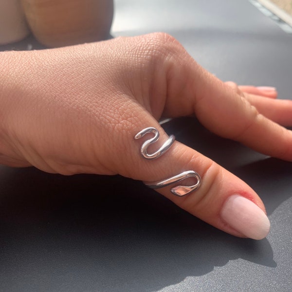 Silver Snake Thumb Ring, Stackable Adjustable Ring, Birthday Gift For Her, Christmas Gift, Open Dainty Ring