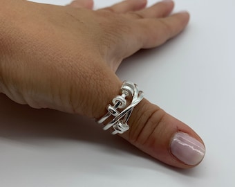 Silber Daumen Fidget Ring, verstellbare Anti-Angst Bead Ring, Fidget Ring, Sorgen Ring, Spinner Ring, Anti Stress Ring-Muttertagsgeschenk für Sie