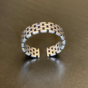 Zilveren kettingbandring - beste vaderdagcadeau - Boho-ring - verstelbare ring - Valentijnsdagcadeau voor hem-man ring-kerstcadeaus voor haar