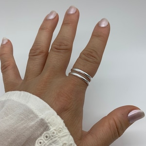 Dunne dubbellaagse verstelbare stapelring-duim dubbele bandring-Moedersdagcadeau voor haar-Moedersdagcadeau-sieraden voor vrouw afbeelding 6