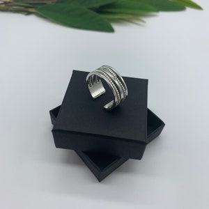 Anillo de pulgar multicapa-Anillo de plata grueso-presente-regalos de Navidad para ella-dainty abierto ajustable Boho anillo-tejido-joyería para mujer imagen 10