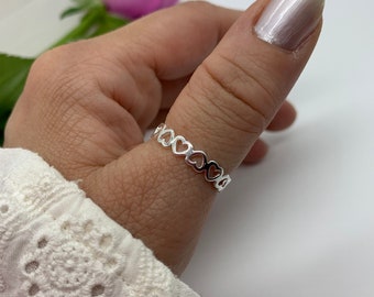 Silver Heart Thumb Ring- Adjustable Ring-Open Heart Ring-Dainty Silver Ring-Jewellery -Birthday Gift For her-Mothers Day Gift