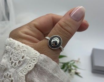 Chunky Silver Ring-Beaded Bead Ring-Jewelry For Woman-Present-Gift For Her-Dainty Ring-Thumb Adjustable Ring-Open Boho Ring-Mothers Day Gift