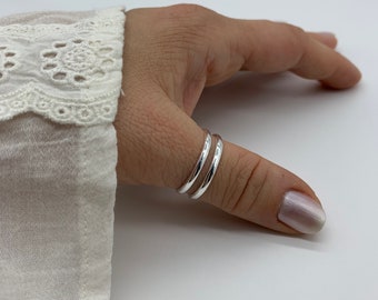 Dunne dubbellaagse verstelbare stapelring-duim dubbele bandring-Moedersdagcadeau voor haar-Moedersdagcadeau-sieraden voor vrouw