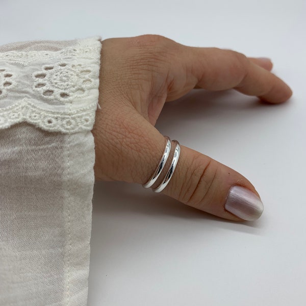 Dünner Doppelschicht-verstellbarer Stapelring-Daumen-Doppelband-Ring-Muttertagsgeschenk für sie-Muttertagsgeschenk-Schmuck für Frau