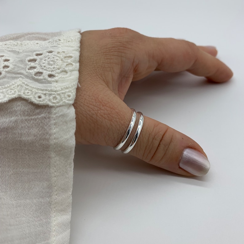Dunne dubbellaagse verstelbare stapelring-duim dubbele bandring-Moedersdagcadeau voor haar-Moedersdagcadeau-sieraden voor vrouw afbeelding 1
