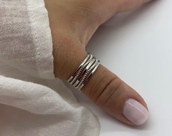 Multi Layer Thumb Ring-Chunky Silver Ring-Present-Valentines Day Gifts For Her-Dainty Open Adjustable Boho Ring-Weaved-Jewelry For Woman