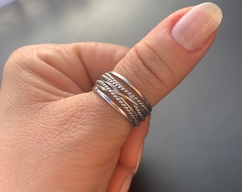 Chunky Silver Thumb Ring, Multi Layer Signet Ring, Jewellery For Woman, Christmas Gift For Her, Open Adjustable Ring, Unique Style Ring