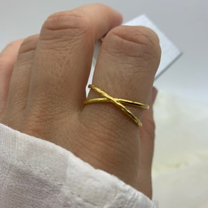 18k GOLD Plated Cross Minimalist Ring-Dainty Open Adjustable Ring-Presents-Gift For Her-Jewelry For Woman-Mothers Day Gift For Her