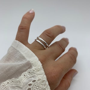 Dunne dubbellaagse verstelbare stapelring-duim dubbele bandring-Moedersdagcadeau voor haar-Moedersdagcadeau-sieraden voor vrouw afbeelding 5