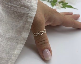 Duim Infinity teken ring-verstelbare zilveren eeuwige ring-belofte ring-beste vriend ring-moeders dag cadeaus voor haar-sieraden voor vrouw