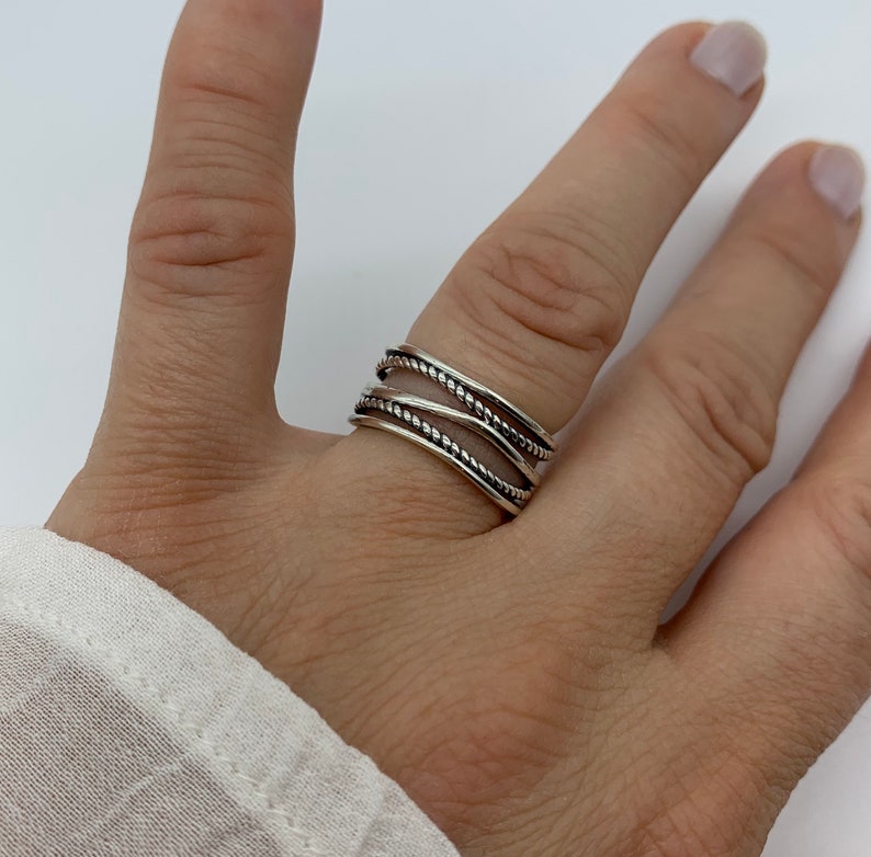 Chunky Silver Thumb Ring-Dainty Ring For Women-Open Adjustable Boho Ring-Layered Ring-Mothers Gift For Her-Jewelry For Woman-Christmas Gifts image 3