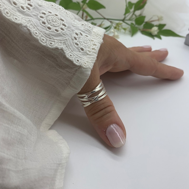 Silver Thumb Multi Layer Ring-Chunky Dainty Ring For Women-Adjustable Boho Ring-Weaved Layered Ring-Mothers Day-Mothers Day Gift For Her image 6
