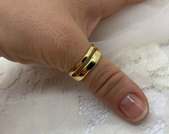 14K vergulde dubbellaagse band duimring-stapelbare verstelbare ring-verjaardagscadeau voor haar-minimalistische sieraden voor vrouw-Moedersdagcadeau