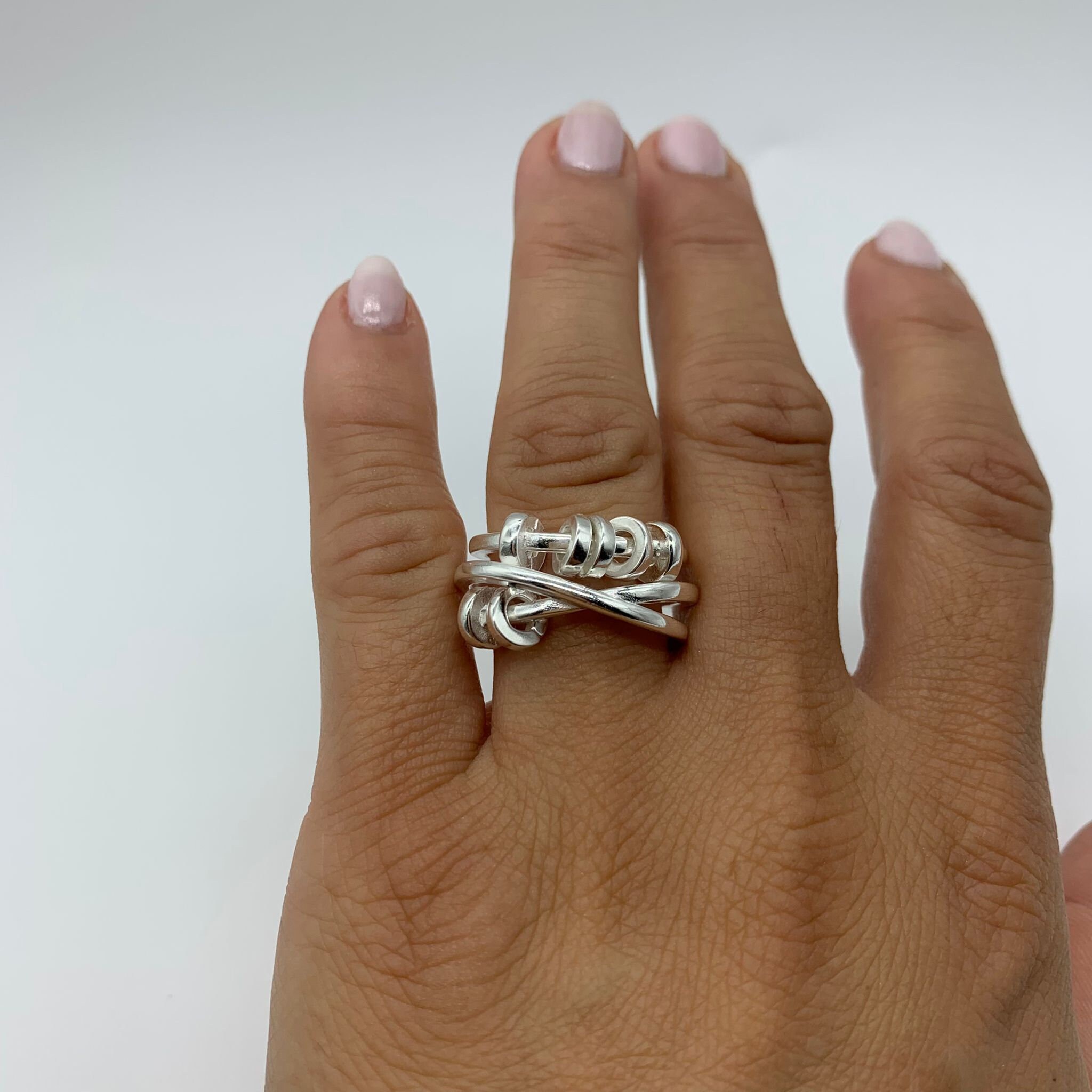 Anello di fidanzamento da donna rotante in cristallo di girasole Ansia Relife Spinner in metallo Fidget Anello rotante antistress Anelli  36