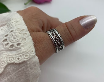 Chunky Boho Ring - dikke verstelbare ring - sierlijke Boho Ring - Vintage duimring-cadeaus voor haar-zomer sieraden voor vrouw-Moedersdagcadeau