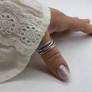 Dikke zilveren duimring-sierlijke ring voor vrouwen-open verstelbare Boho ring-gelaagde ring-moeders cadeau voor haar-sieraden voor vrouw-kerstcadeaus