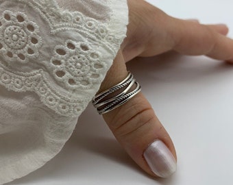 Chunky Silver Thumb Ring-Dainty Ring For Women-Open Adjustable Boho Ring-Layered Ring-Mothers Gift For Her-Jewelry For Woman-Christmas Gifts