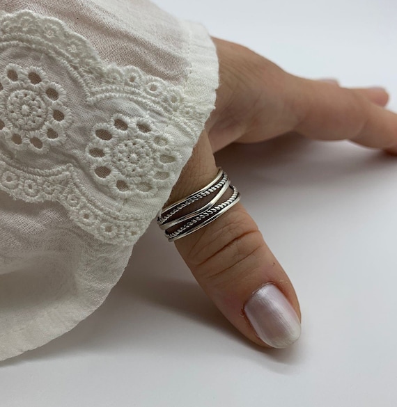 Chunky Silver Thumb Ring-Multi Layer Ring-Dainty Ring For, 47% OFF