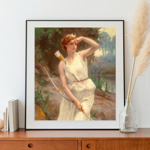 Diana The Huntress by Guillaume Seignac 1870, Roman Goddess Of The Hunt Moon And Nature Roman Mythology Instant Digital Download Wall Art