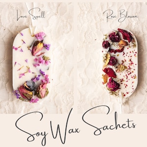 Large wax sachet (choose scent), Flower decorated Sachet, Wickless wax scents, Party favor/hostess gifts, Room freshener, Soy Sachet, Scents