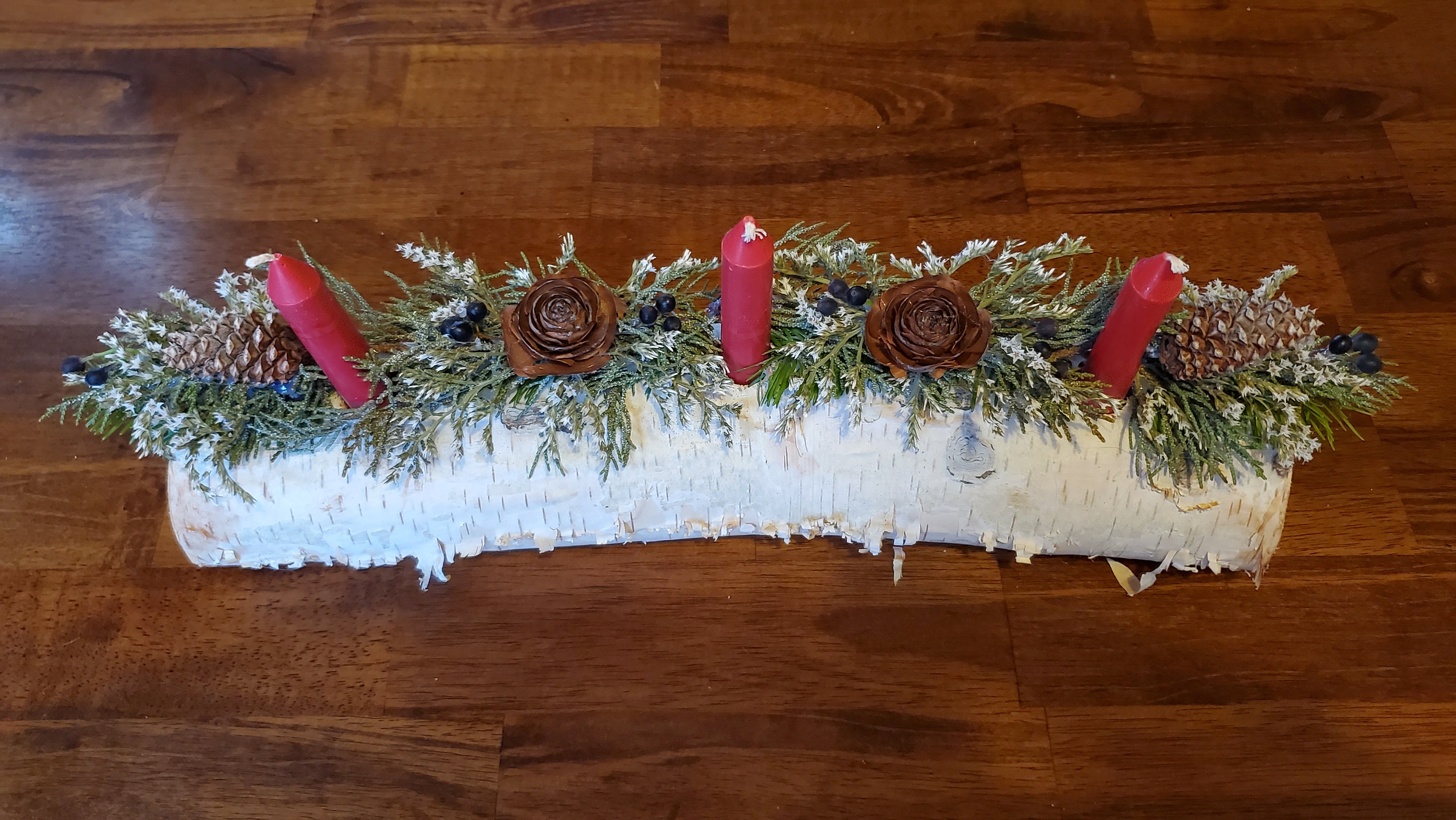 Yule Log Centerpiece, Yule Log Candle Holder, Yule Log, Birch Log Vase