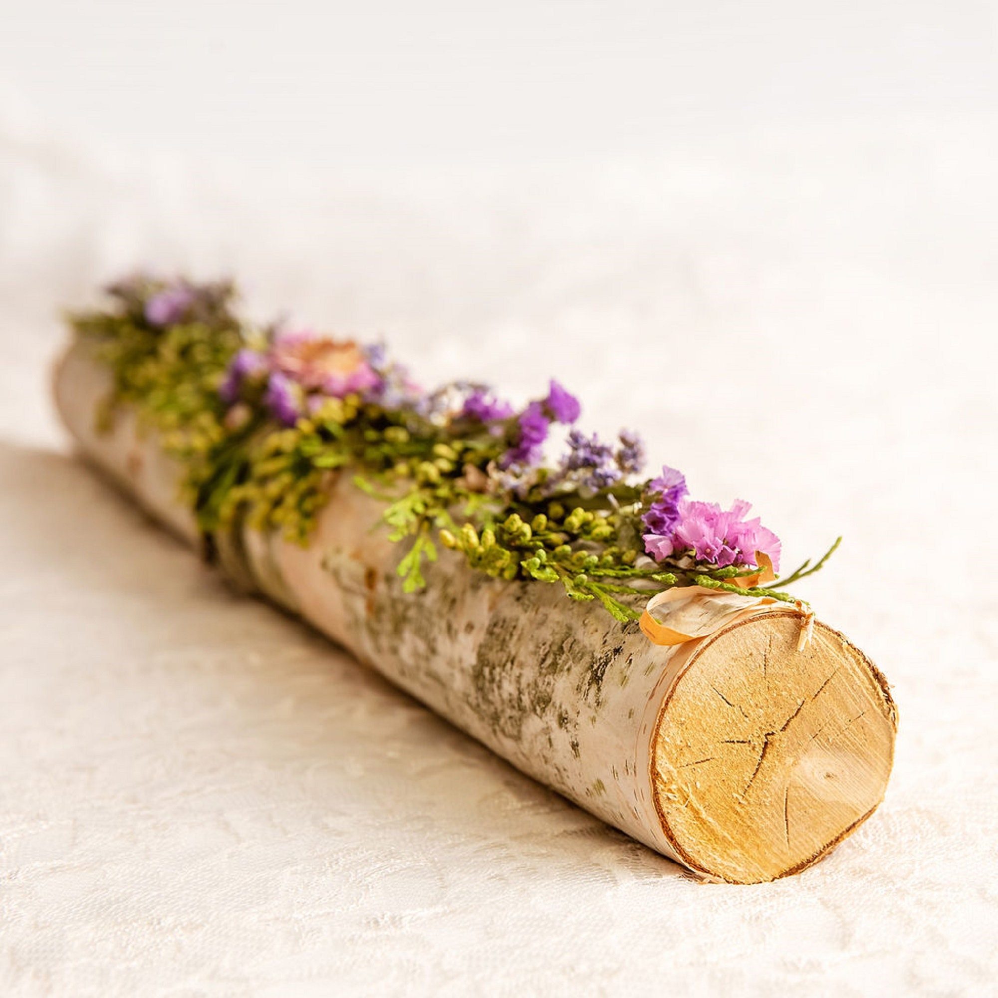 Birch Log Arrangement Birch Log Table CenterpieceYule Log Centerpiece Wedding Table Rustic Decor Birch Log