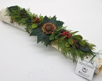 Yule Log, Yule Log Centerpiece, Birch Log Centerpiece, Birch Logs, Christmas Table Decoration, Rustic Wedding Table Centerpiece