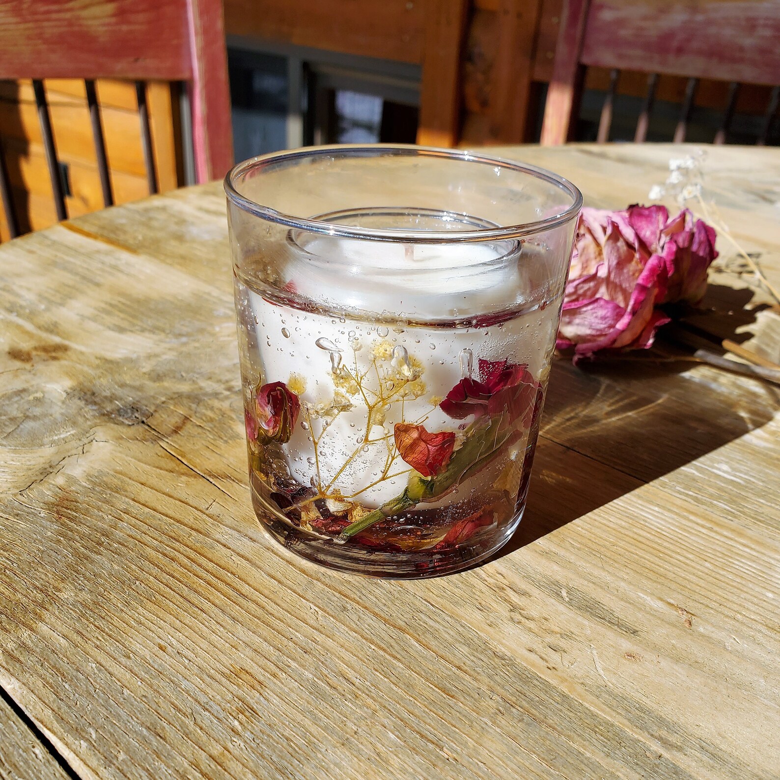 Gel Wax Candle With Flowers Gel Candle Choice of Lavender or Etsy