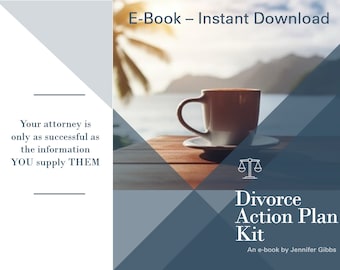 Divorce Action Plan Kit- DIY or use with a lawyer, Find Hidden Assets, Win Custody, Marital Settlement Agreement, MSA, Court Prep, Planner