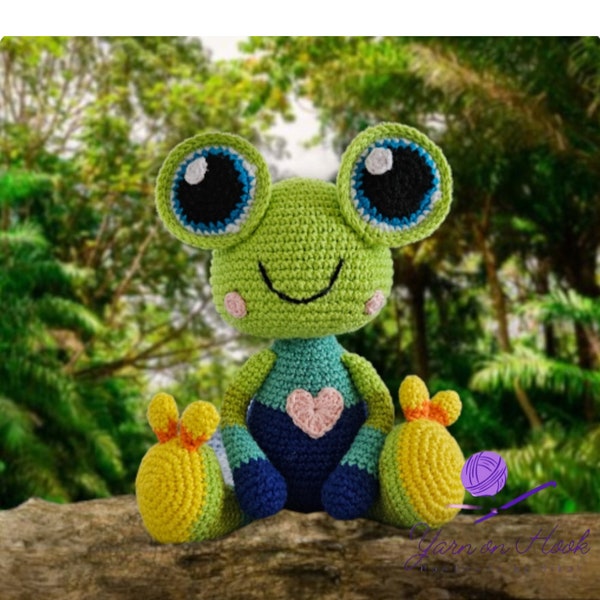 Crochet frog pattern, Colorful frog crochet pattern, Ribbib the Frog, Crochet frog toy pattern, amigurumi frog , AI crochet frog pattern