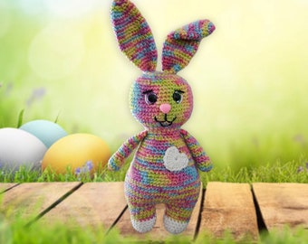Rainbow Hopscotch Bunny, Colorful Bunny, Crochet Bunny pattern, Low sew crochet Bunny pattern,  Easter crochet, Spring Crochet