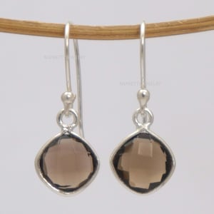 Smoky Quartz Earring Cushion Earrings 925 Sterling Silver Earrings Smoky Quartz Earrings Dangle Earring Gemstone Earring Smoky Cushion