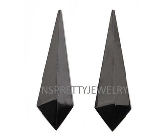 Black Onyx Long Kite Shape Tablet Cut Flat Bottom Gemstone Natural Black Onyx Kite Gemstone Kite Shape Black Onyx Jewelry Making Loose Stone