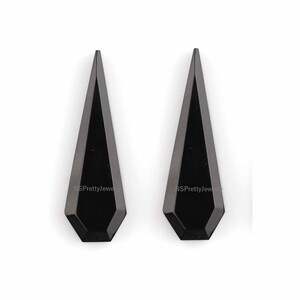 Black Onyx Long Kite Shape Tablet Cut Flat Bottom Gemstone Natural Black Onyx Kite Gemstone Kite Shape Black Onyx Jewelry Making Loose Stone