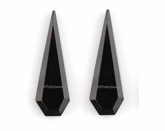 Black Onyx Long Kite Shape Tablet Cut Flat Bottom Gemstone Natural Black Onyx Kite Gemstone Kite Shape Black Onyx Jewelry Making Loose Stone