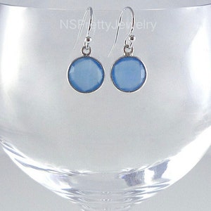 Blue Chalcedony Earrings Chalcedony Earrings Dangle Earring 925 Sterling Silver Earrings Blue Chalcedony Earring Round Gemstone Earrings