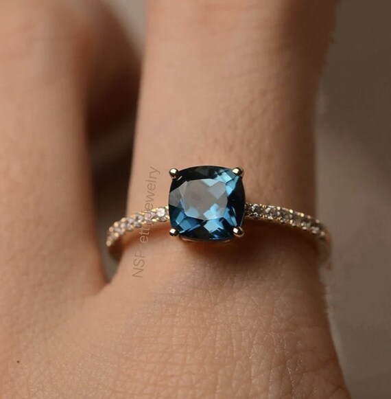 Anello Brasiliano In Oro 14K Con 2,55 Ct Di Topazio Blu Di Londra - Foto 12