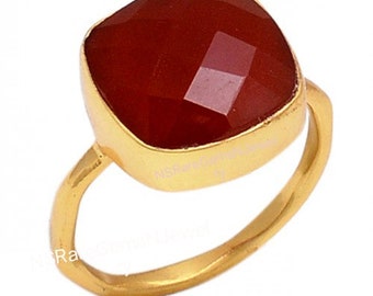 Rubin Ring Kissenschliff Ring Goldring 925 Sterling Silber Ringkissen Ring Rubin Quarz Ring Geschenk Für ihren Ring Unikat Rosenschliff