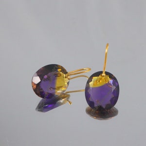 Ametrine Earrings, Bio Ametrine Quartz and Silver Earrings, Faceted Ametrine Oval Cut Earring, Jewellery, Gemstone Gold Earrings Ametrine