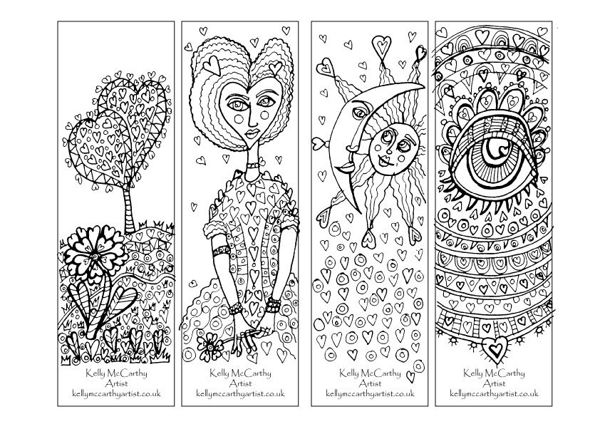 Heart Bookmarks to Colour-In digital download Printable - Etsy España