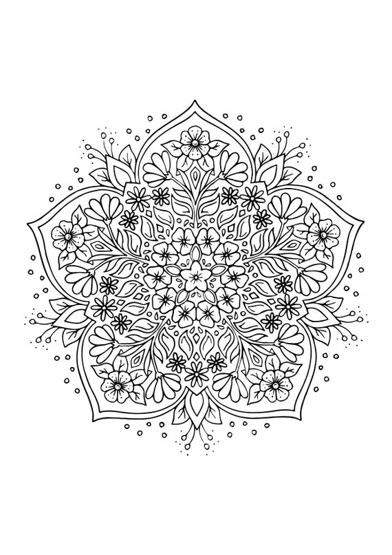 Flower Mandalas Coloring Colouring pages 20 designs fun | Etsy