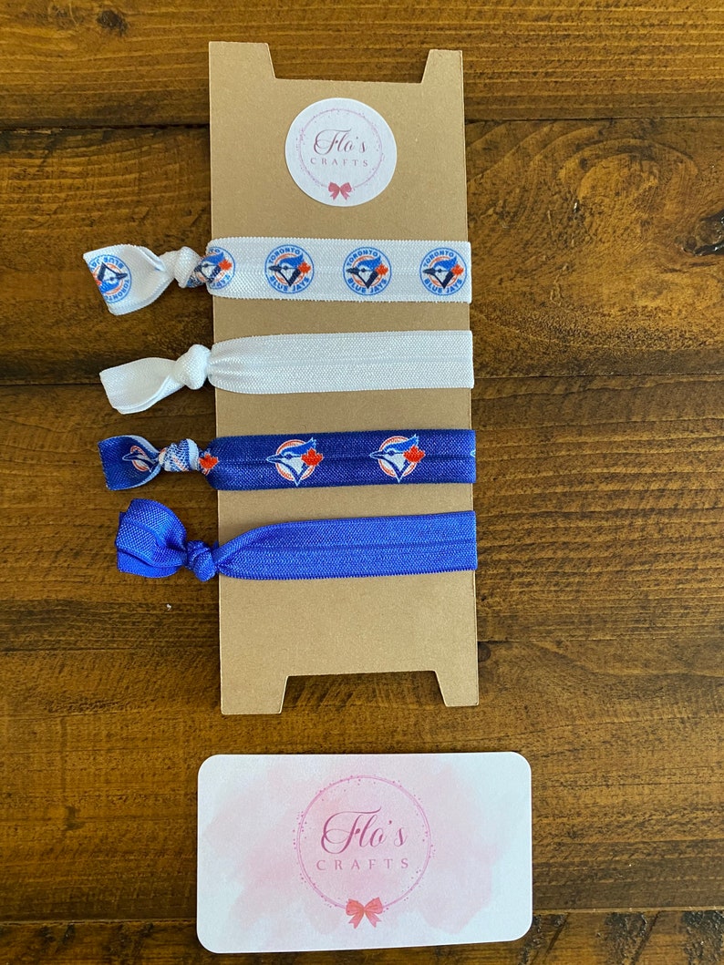 Blue Jays hair ties pony tail cute hair accessories party favours stretchy baseball