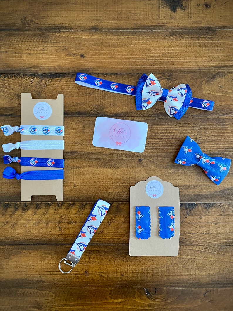 Blue Jays hair ties pony tail cute hair accessories party favours stretchy baseball