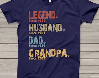 Chemise personnalisée de grand-père de mari de légende, vêtements pour grand-père, meilleure chemise pour papa, cadeau de fête des pères, cadeau d'anniversaire