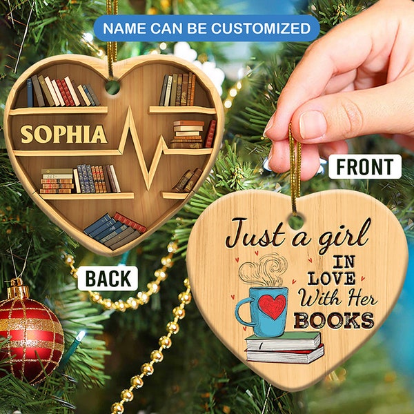 Book Lover Heart Ornament, Book Ornament, Gift For Book Lover