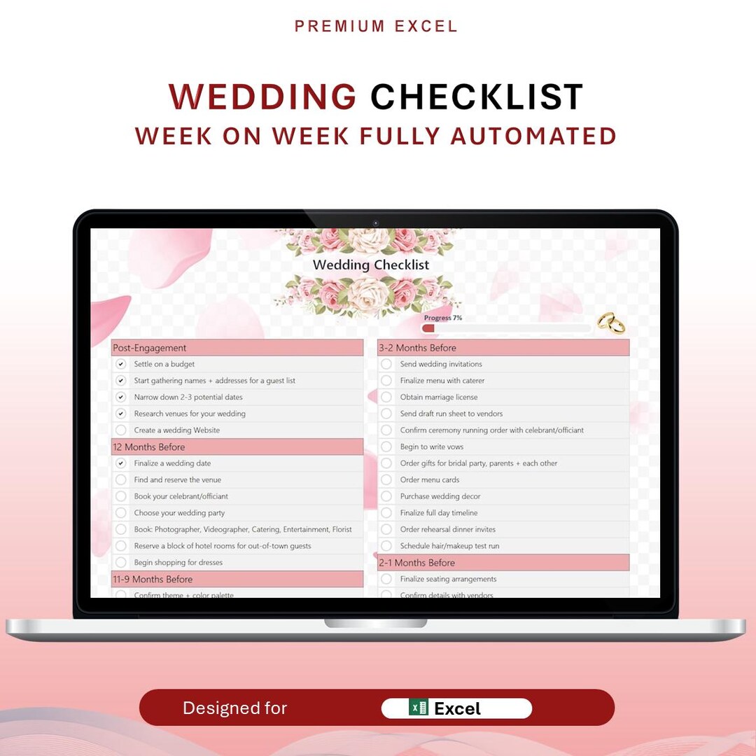 Wedding Checklist Excel Template: Interactive To-do List (digital