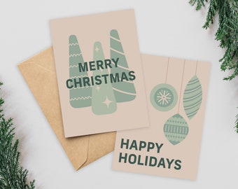 Printable Christmas Cards | Instant Download 4x6 and 5x7 | 2 Different Boho Designs | Greeting Card