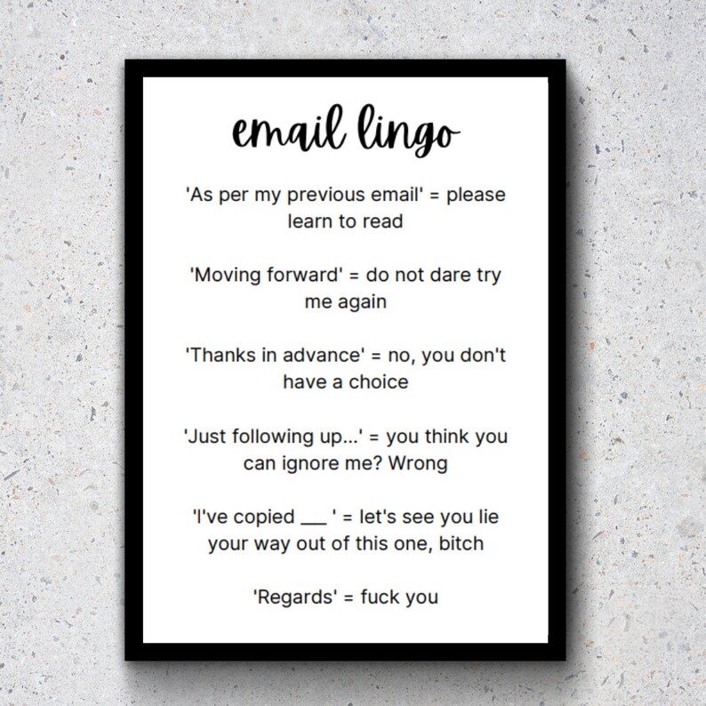 Funny Corporate Email Lingo A4 Print Digital Download For Etsy funny-corporate-email-lingo-a4-print-digital-download-for-etsy